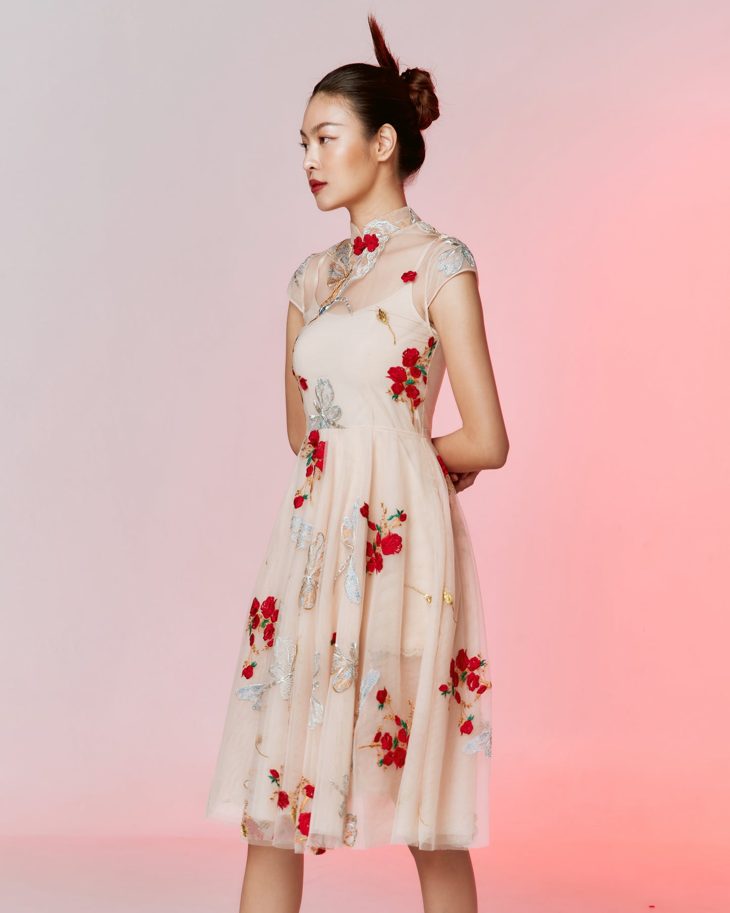 QINGTING  DRESS - EMBROIDERED DRAGONFLY