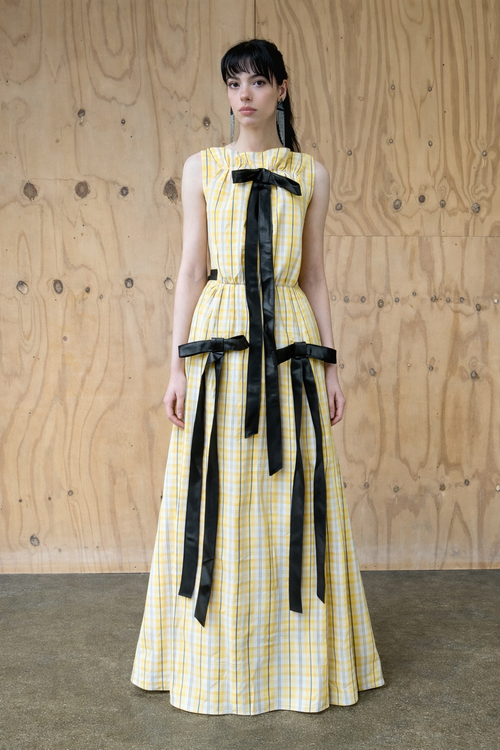 KANAPOT – Sunlit Plaid Ribbon Maxi Dress