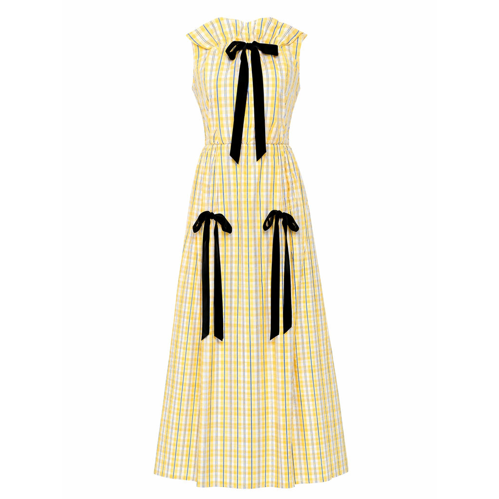 KANAPOT – Sunlit Plaid Ribbon Maxi Dress