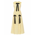 KANAPOT – Sunlit Plaid Ribbon Maxi Dress