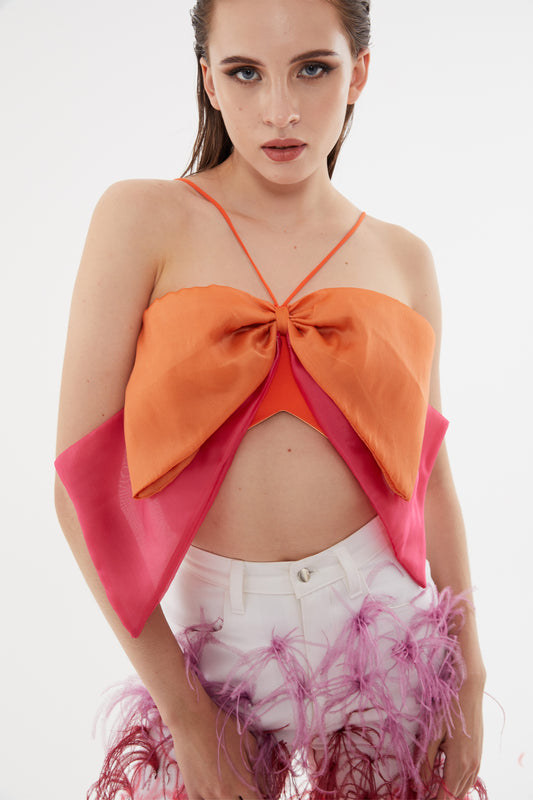 BOWIE TOP - FUCHSIA/APRICOT