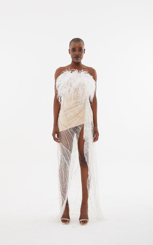 FOUNTAIN DRESS - WHITE